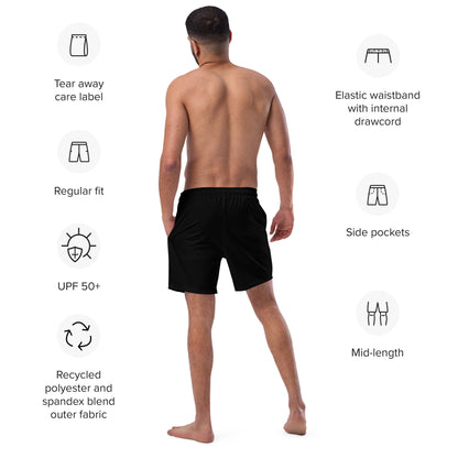 Quick Dry Swim Trunks with Liner - Black - Recycled Fabrics - Mediocre Dad Bod