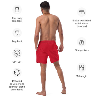 Quick Dry Swim Trunks with Liner - Red - Recycled Fabrics - Mediocre Dad Bod