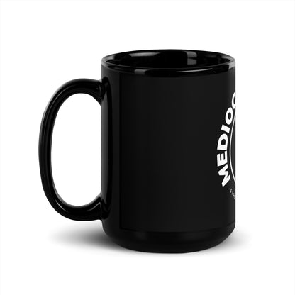 15oz Black Glossy Mug with Logo - Mediocre Dad Bod