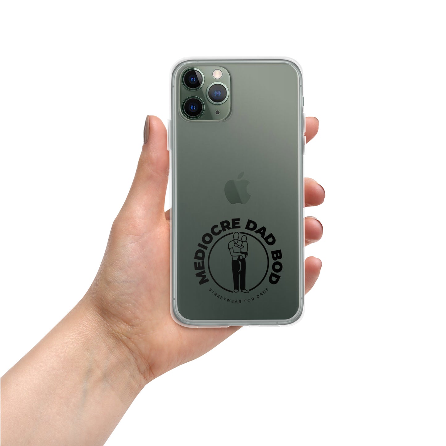 Clear Case for iPhone® with Black Logo - Mediocre Dad Bod