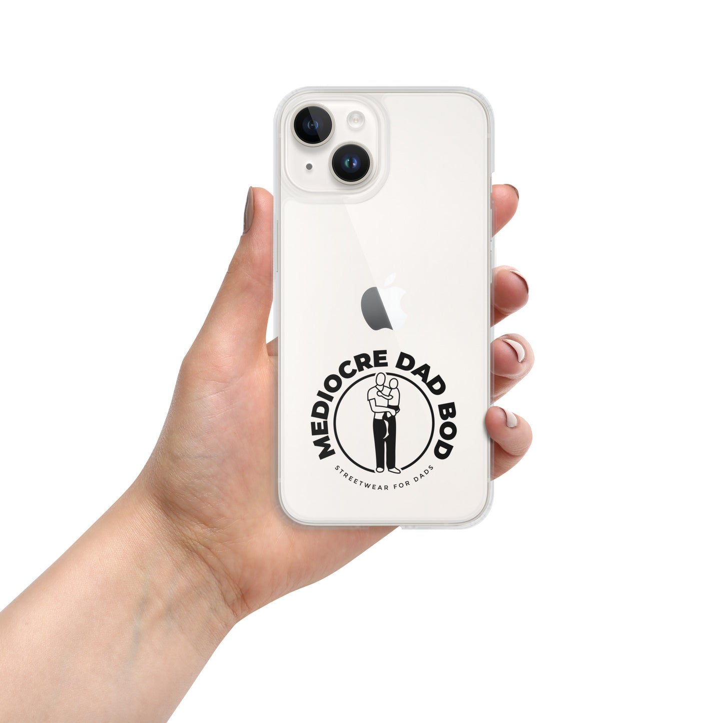 Clear Case for iPhone® with Black Logo - Mediocre Dad Bod