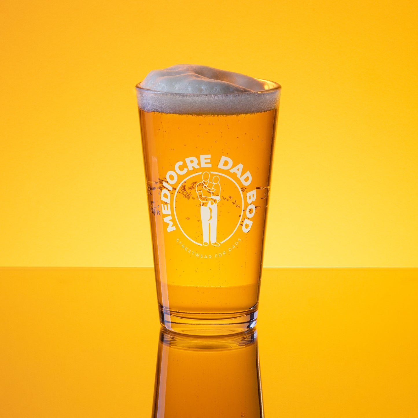 16oz Shaker Pint Glass with Logo - Mediocre Dad Bod