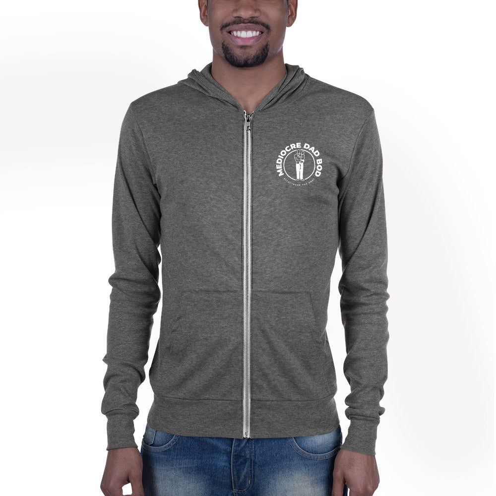 Lightweight Premium Zip Hoodie with Logo - Mediocre Dad Bod