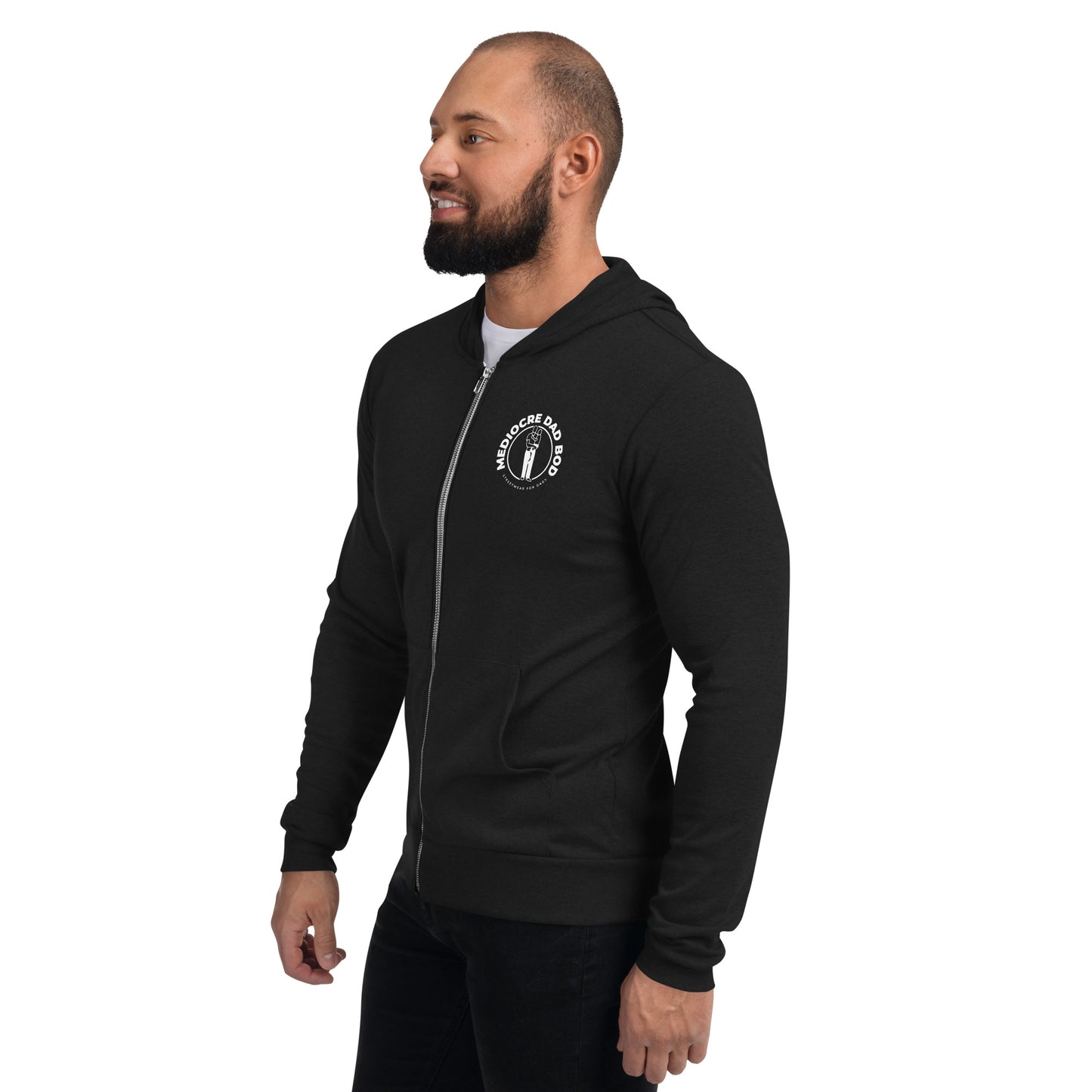 Lightweight Premium Zip Hoodie with Logo - Mediocre Dad Bod