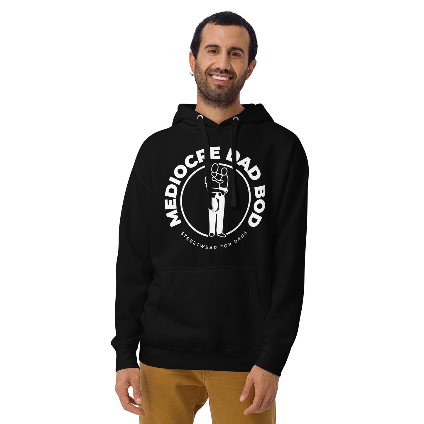 Premium Pullover Hoodie with Logo - Mediocre Dad Bod