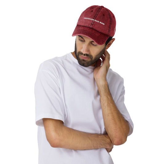 Vintage Cotton Twill Dad Hat Embroidered Text - Mediocre Dad Bod